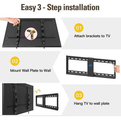 Mounting Dream TV-Wandhalterung für die meisten 37-75-Zoll-Fernseher, universelle neigbare TV-Halterung passend für 16", 18", 24" Ständer mit Tragkraft 132lbs, Max Vesa 600 x 400mm, flache TV-Wandhalterung mit niedrigem Profil