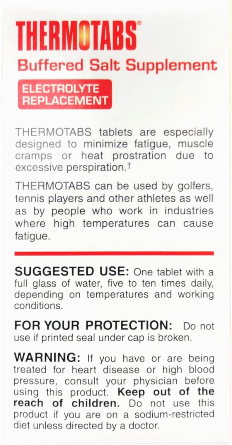 THERMOTABS Salt Supplement Buffered Tablets 100 Tablets (Pack of 6)