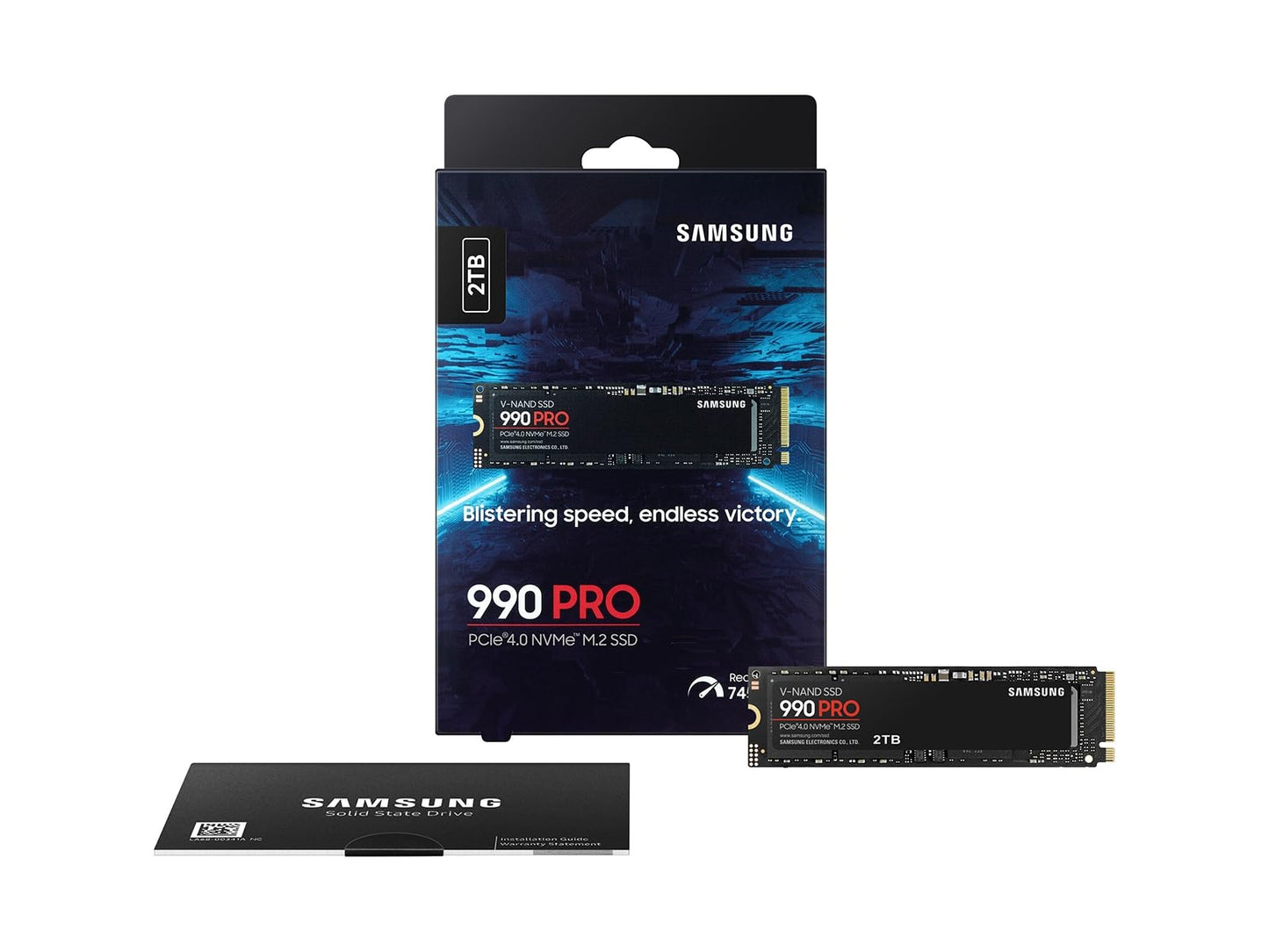 Samsung 990 PRO SSD 2TB NVMe M.2 PCIe Gen4, M.2 2280 Internal Solid State Hard Drive, Seq. Read Speeds Up to 7,450 MB/s for High End Computing, Gaming, and Heavy Duty Workstations, MZ-V9P2T0B/AM