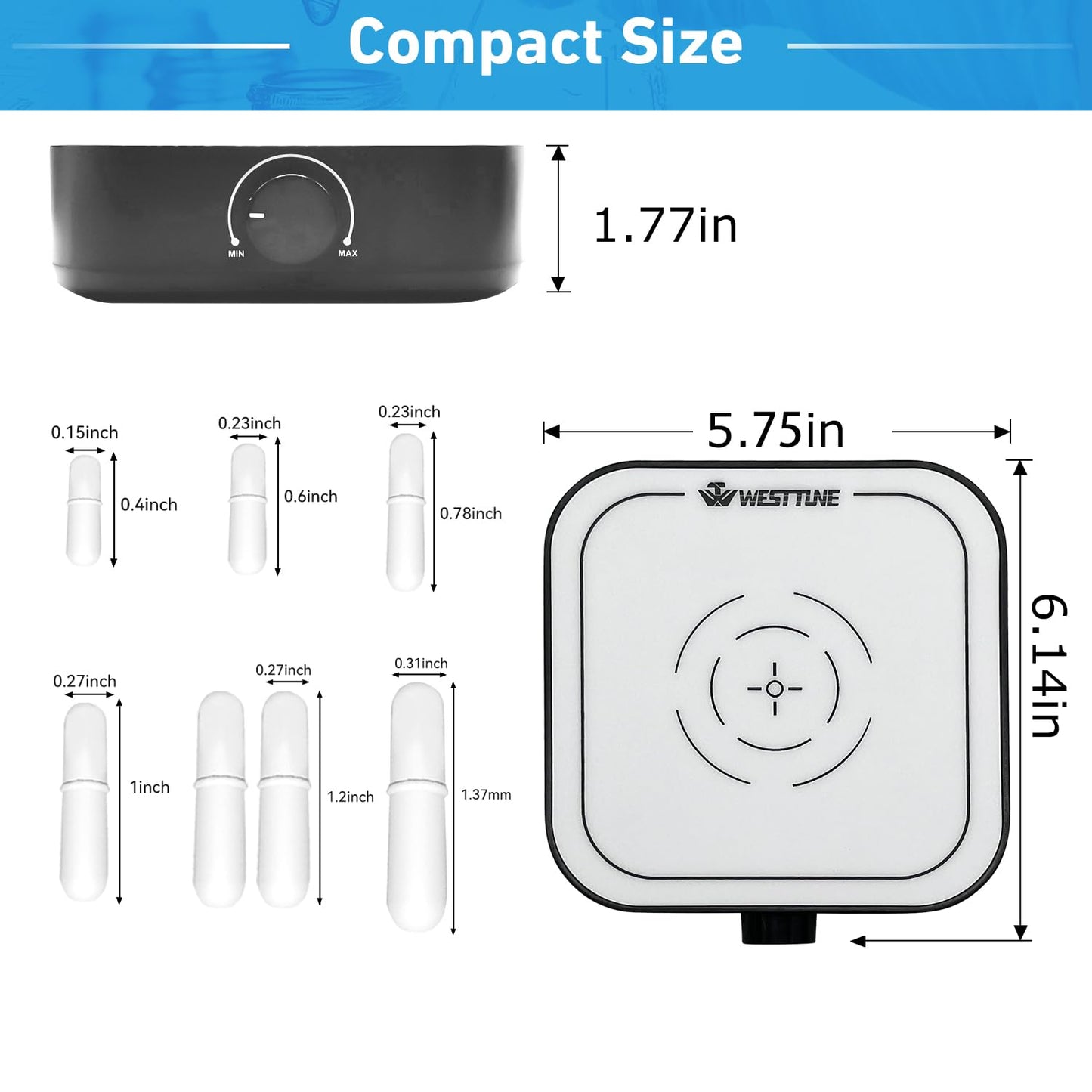 3000rpm Magnetic Stirrer Mixer with 7pcs Stir Bar Set, Brushless DC Motor Max 3000ml Electric Magnetic Stir Plate Mixer （No Heating)