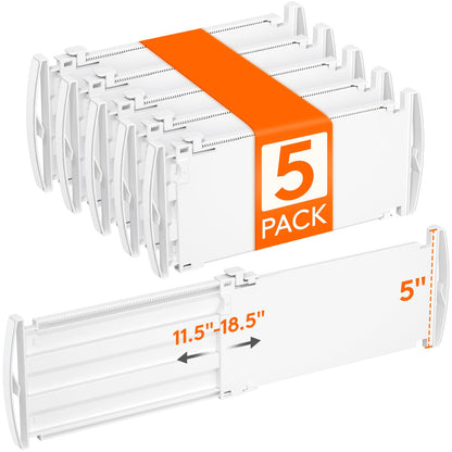 Lifewit 8" Tall 4 Pack Drawer Dividers, 13.8"-22.2" Adjustable Deep Drawer Organizer Clothes, Expandable White Plastic Separators for Dresser, Kitchen, Cabinet, Closet, Office Organization & Storage