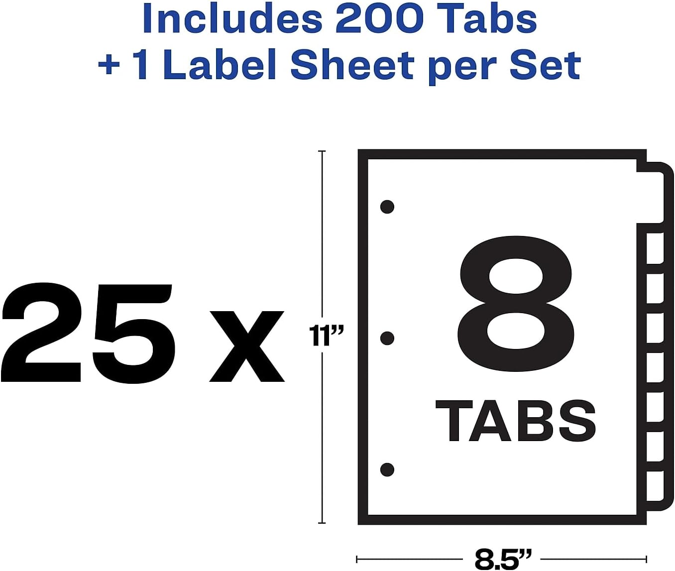 Avery Index Maker Paper Dividers with Print & Apply Label Sheets, 8 Tabs, White, 25 Sets/Pack (11447)