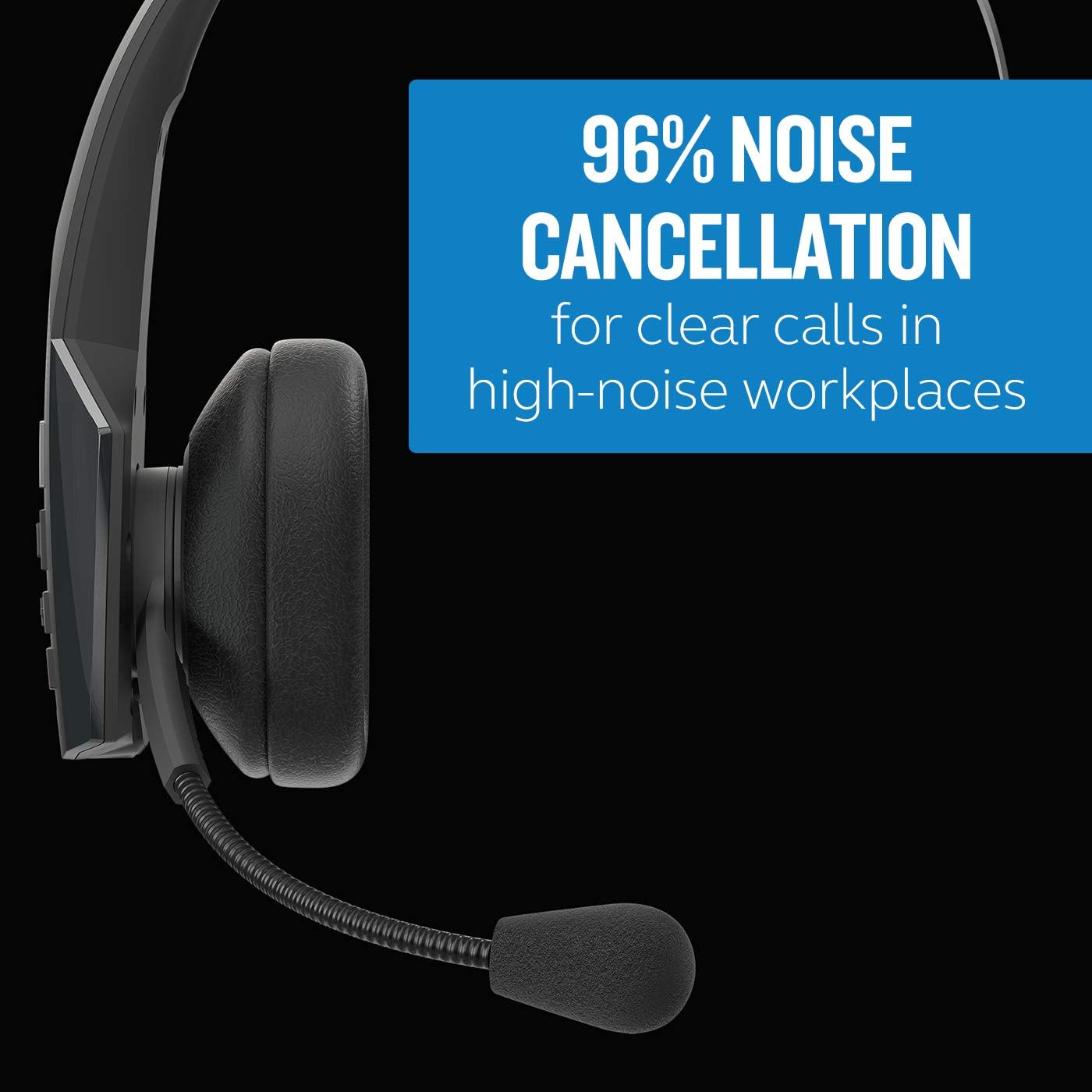 BlueParrott B350-XT Noise Cancelling Bluetooth Headset – Updated Design with Industry Leading Sound and Improved Comfort, Hands-Free Headset with Expanded Wireless Range and IP54-Rated Protection