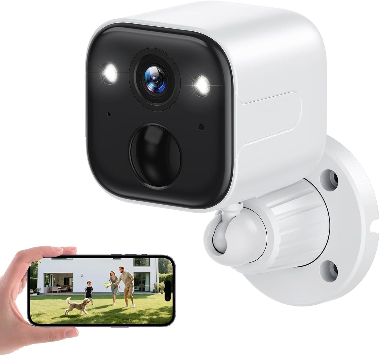 Security Cameras Wireless Outdoor, Battery Powered WiFi Camera for Home Security, 2K Color Night Vision, AI Motion Detection, IP65 Waterproof, 2-Way Audio, Spotlight & Siren, Cloud/SD Storage