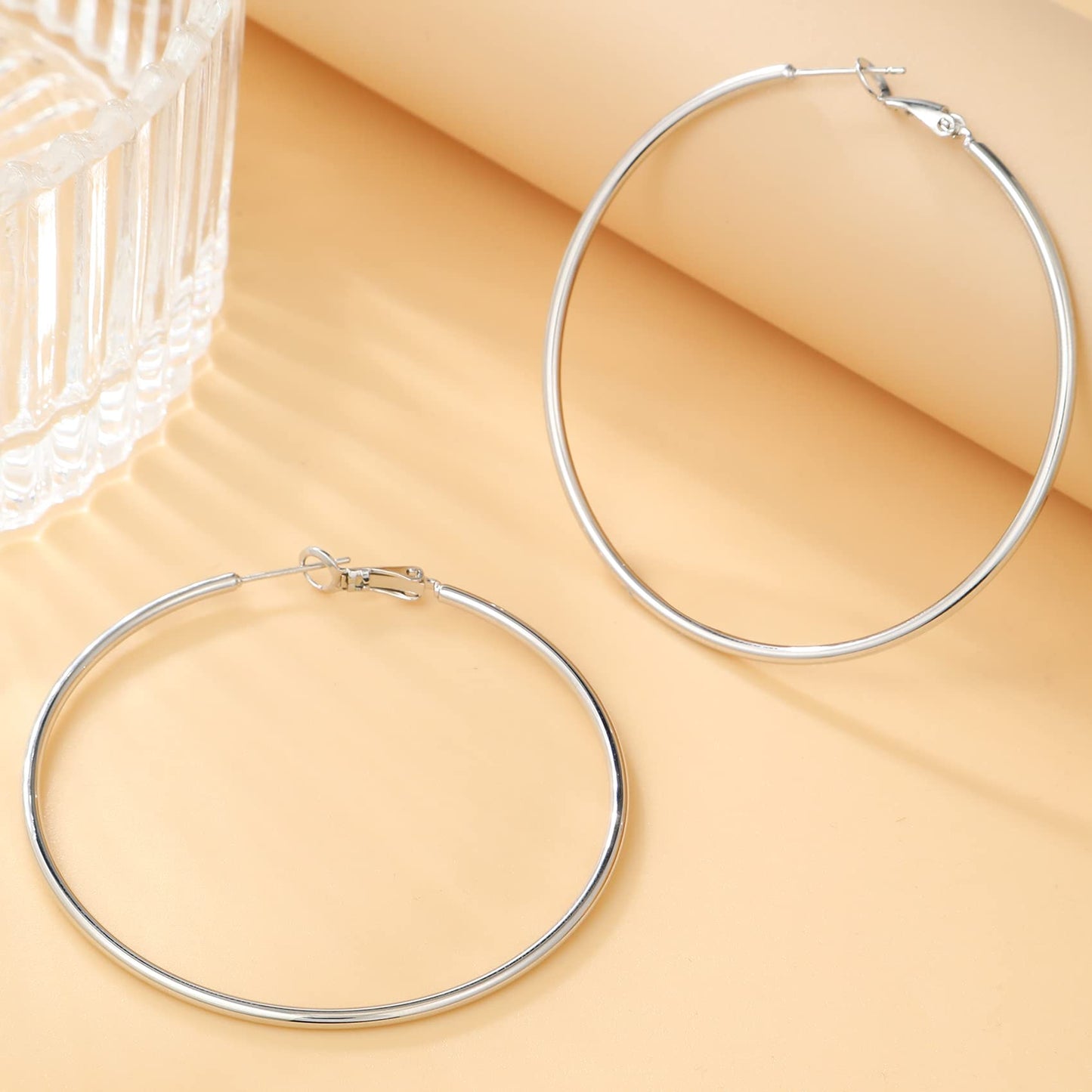 Große Gold Creolen für Frauen, Hypoallergene Dünne Gold Creolen, Sterling Silber Creolen für Damen, Extra Große, Mittelgroße, Große Creolen