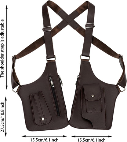 Herren Anti-Achseltasche – Verstellbare Handytasche | Schultertasche aus PU-Leder, diebstahlsicheres Geschirr, doppelt
