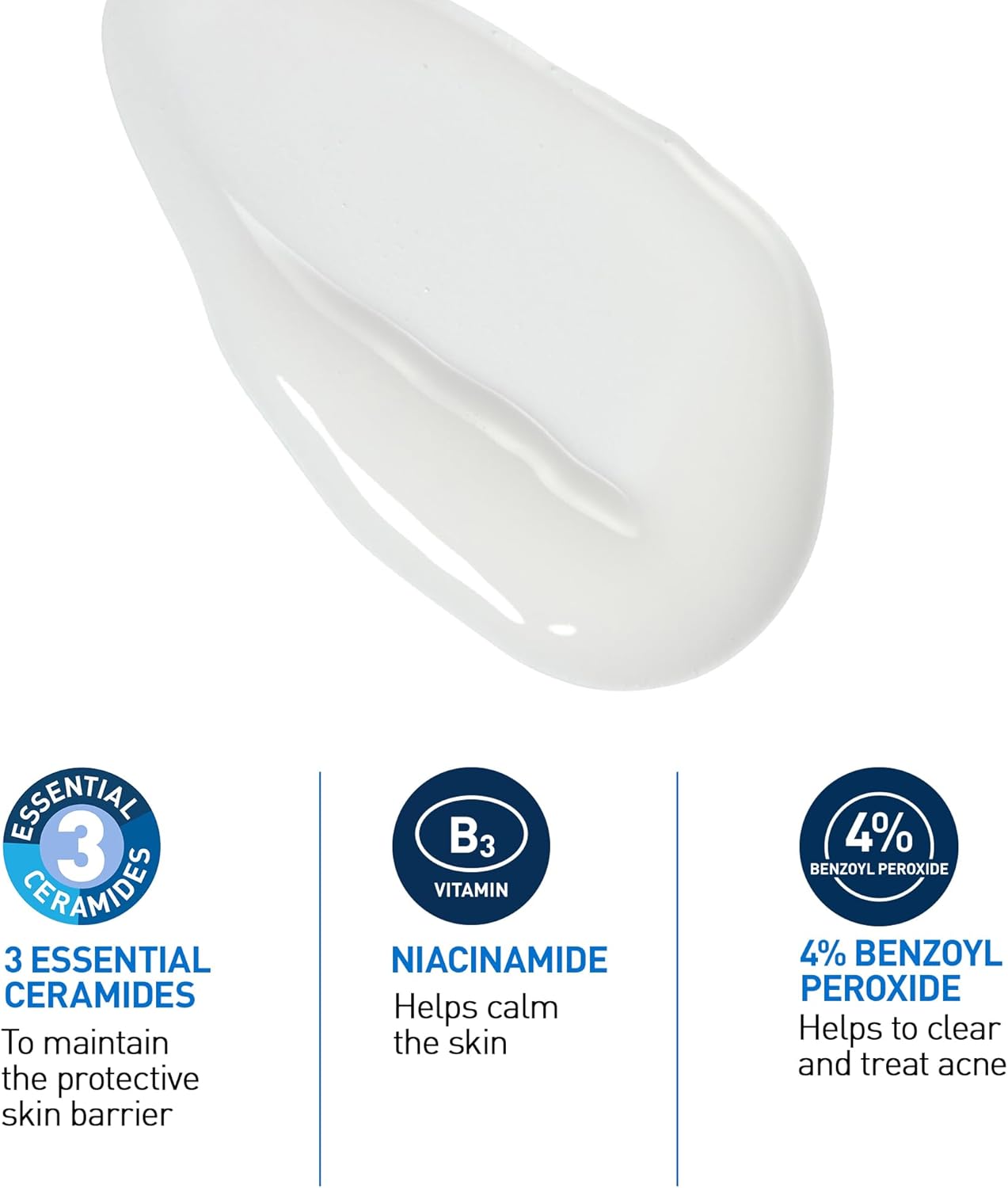 CeraVe 4% Benzoylperoxid Aknebehandlung Schäumendes Reinigungsgel für Gesicht & Körper, mit Hyaluronsäure und Niacinamid. Hilft, Akne-Pickel zu klären und Ausbrüchen vorzubeugen. Sanftes Gel, Parfümfrei, 150ml