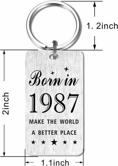 Gezxin Happy Birthday Schlüsselanhänger Geschenke für Frauen Männer - Personalisierter Edelstahl Geburtstagsschlüsselanhänger - Mach die Welt zu einem besseren Ort