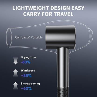 VTT Hair Dryer, 150000 RPM High Speed Blow Dryer with Intelligent Temperature Control, Magnetic Nozzle, Fast-Drying, Low Noise Hair Blow Dryer for Men and Women, for Curly Hair, for Home Travel Salon