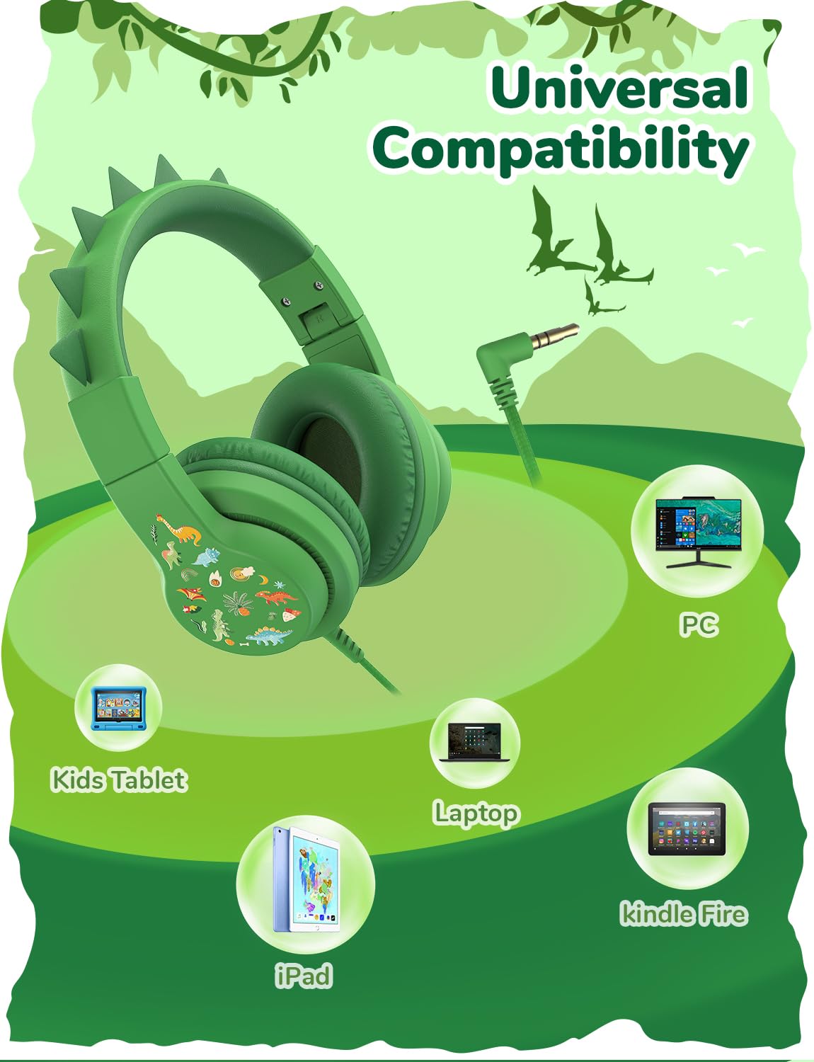 iClever Kinderkopfhörer für Schule und Reisen, sichere Lautstärkebegrenzung, HD-Mikrofon, Stereo-Sound Over-Ear-Kopfhörer für Mädchen und Jungen, FunShare Faltbar, 3,5 mm kabelgebunden für iPad Computer, HS19