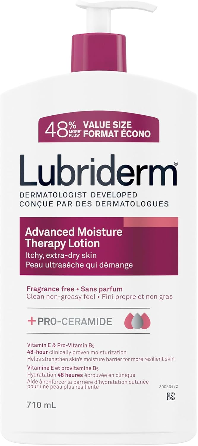 Lubriderm Advanced Moisture Therapy Moisturizing Cream - Vitamin E, Vitamin B5, Fragrance Free Body Lotion, 710 mL