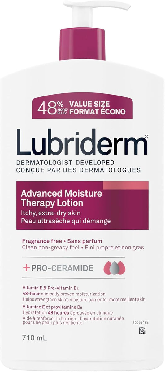 Lubriderm Advanced Moisture Therapy Moisturizing Cream - Vitamin E, Vitamin B5, Fragrance Free Body Lotion, 710 mL