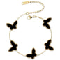 AICase 18K Gold Plated Clover Bracelet Dupes Gold/White/Black Bracelet Set for Women Flower Leaf Lucky Clover Bracelets Trendy Jewelry Birthday Gifts for Women/MoM/Friends