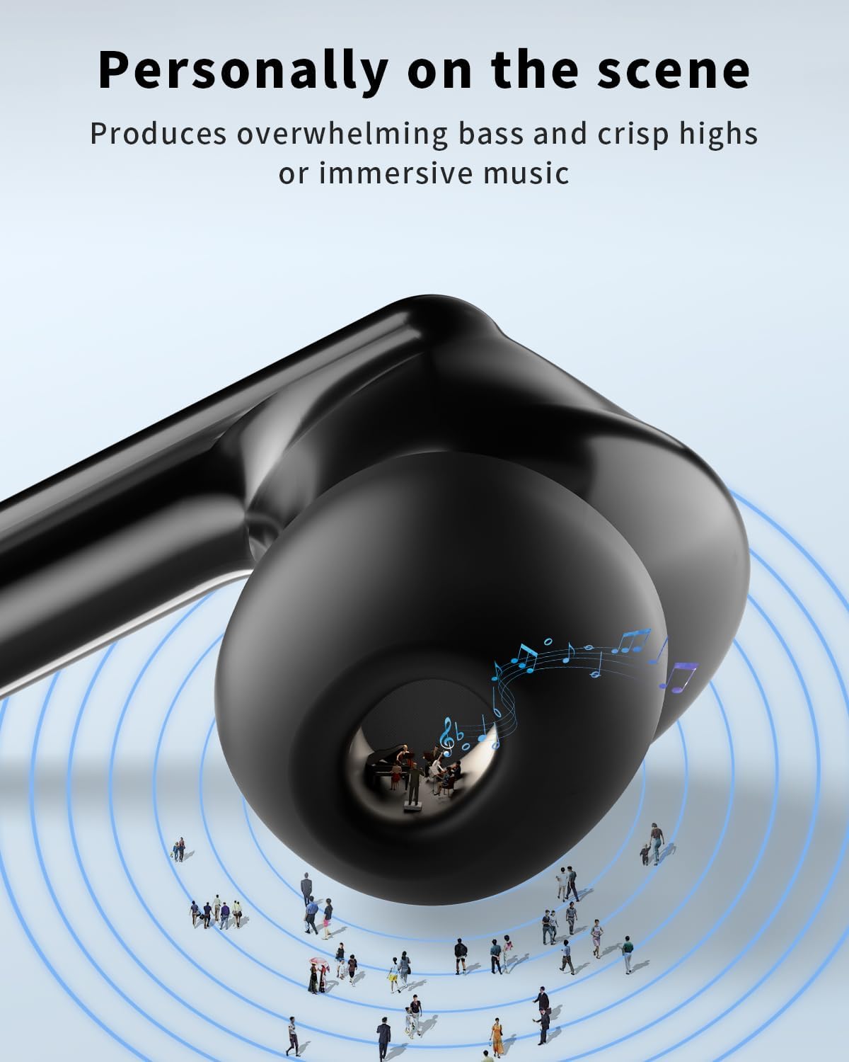 Wireless Earbuds, Bluetooth 5.4 Headphones with 50H Playback, Deep Bass Stereo Ear Buds Clear Calls with LED Power Display, Wireless Headphones with Noise Cancelling Mic for Phone/Laptop, Carbon black