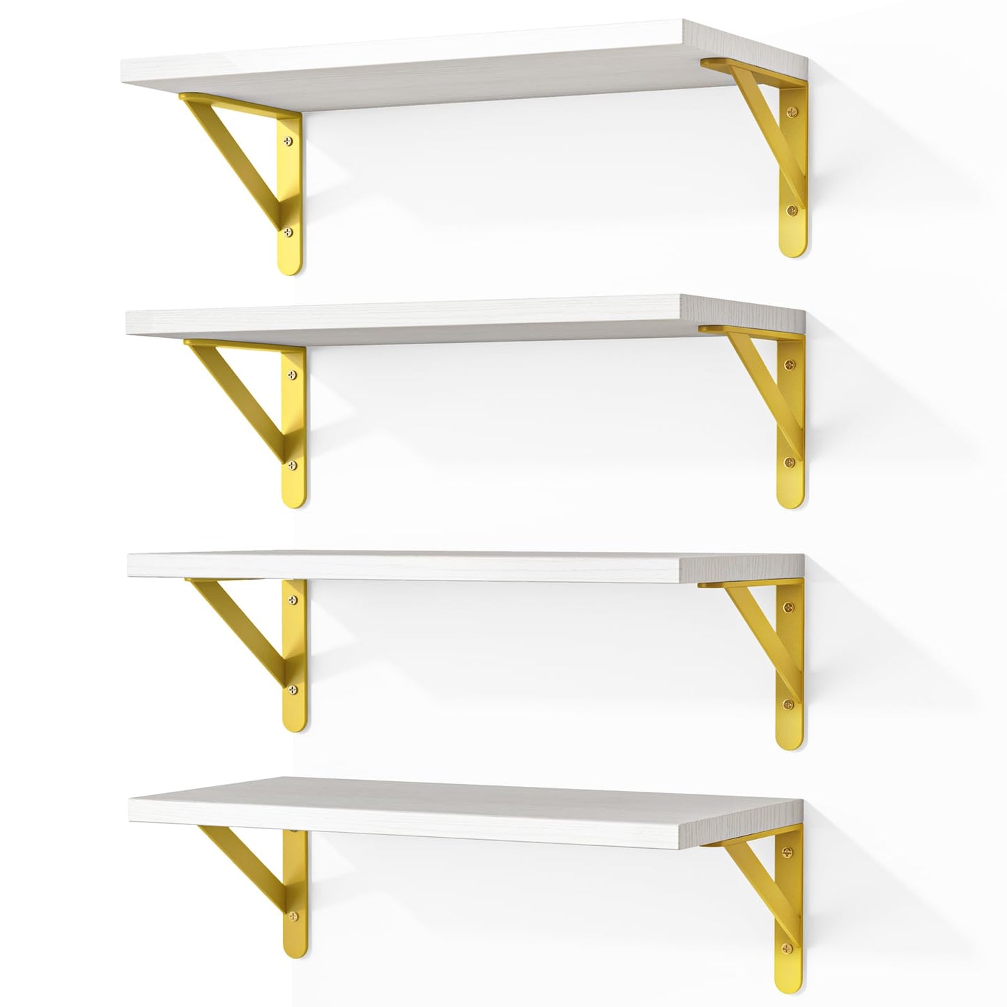 Fixwal Floating Shelves for Wall, Wood Wall Mounted Shelves for Bedroom, Bathroom, Living Room, Kitchen Storage and Decor(Brown, Set of 4, 16.5 Inch)