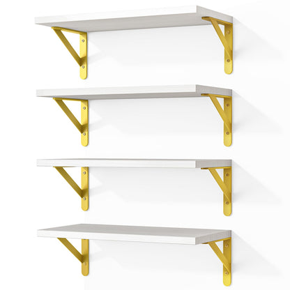 Fixwal Floating Shelves for Wall, Wood Wall Mounted Shelves for Bedroom, Bathroom, Living Room, Kitchen Storage and Decor(Brown, Set of 4, 16.5 Inch)