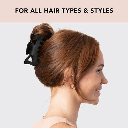 Kitsch Mittelgroße Haarspangen für Damen, starker Halt, Haarclips aus recyceltem Kunststoff für dickes Haar | Ideal für Hochsteckfrisuren, halb offene Frisuren | Ideale Geschenke für Frauen – 2 Stück, Schwarz und Schildpatt