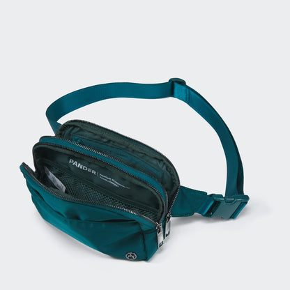 Pander Everywhere Gürteltasche für Damen, 5 Reißverschlussfächer RPET Polyester Umhängetasche (Türkisblau, Einheitsgröße)