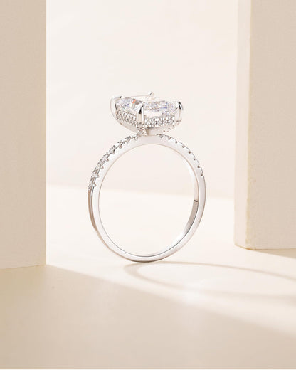 TIGRADE 4-Karat-Verlobungsring für Damen, Radiant-Schliff, Zirkonia, Ehering, CZ-Verlobungsring, Jahrestagsring, Größe 3-13, Silber, Größe 5