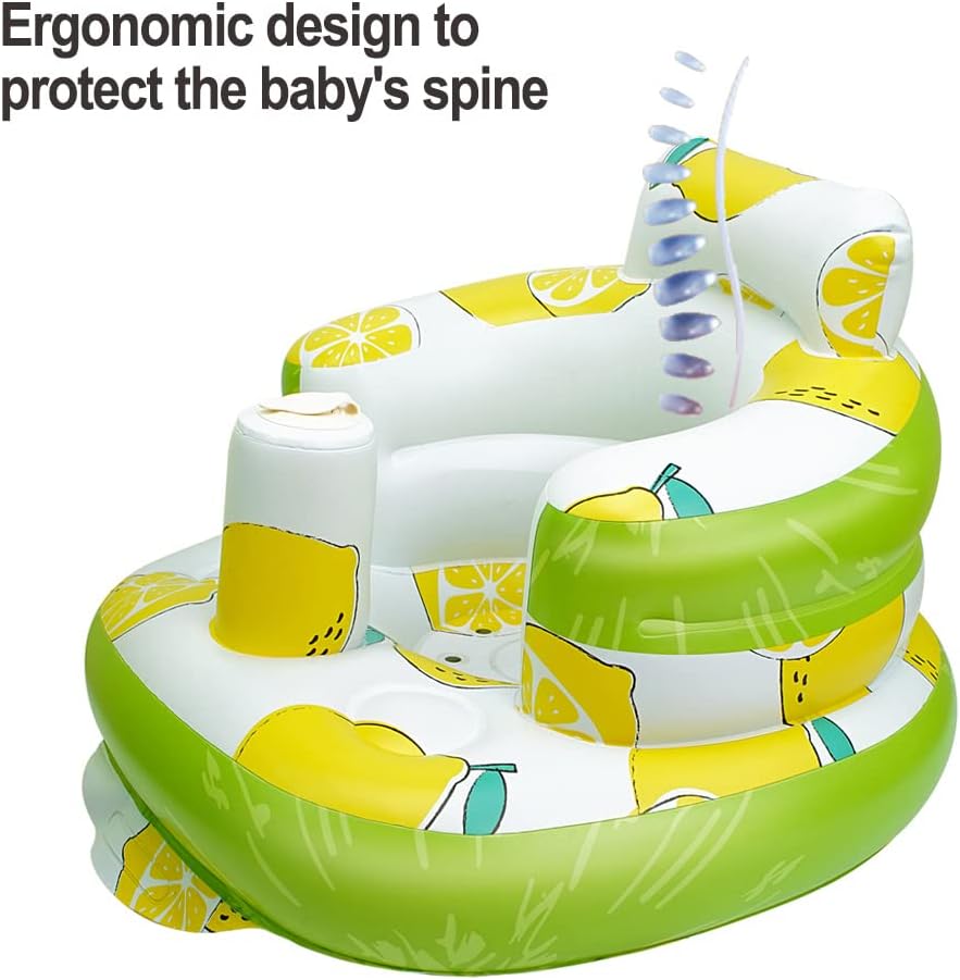 Aufblasbarer Babysitz, aufblasbarer Babystuhl für Babys ab 3 Monaten, aufblasbarer Sommerstuhl mit integrierter Luftpumpe, Baby-Bodensitz zum Sitzenlernen, Spielen, Campen, Orange