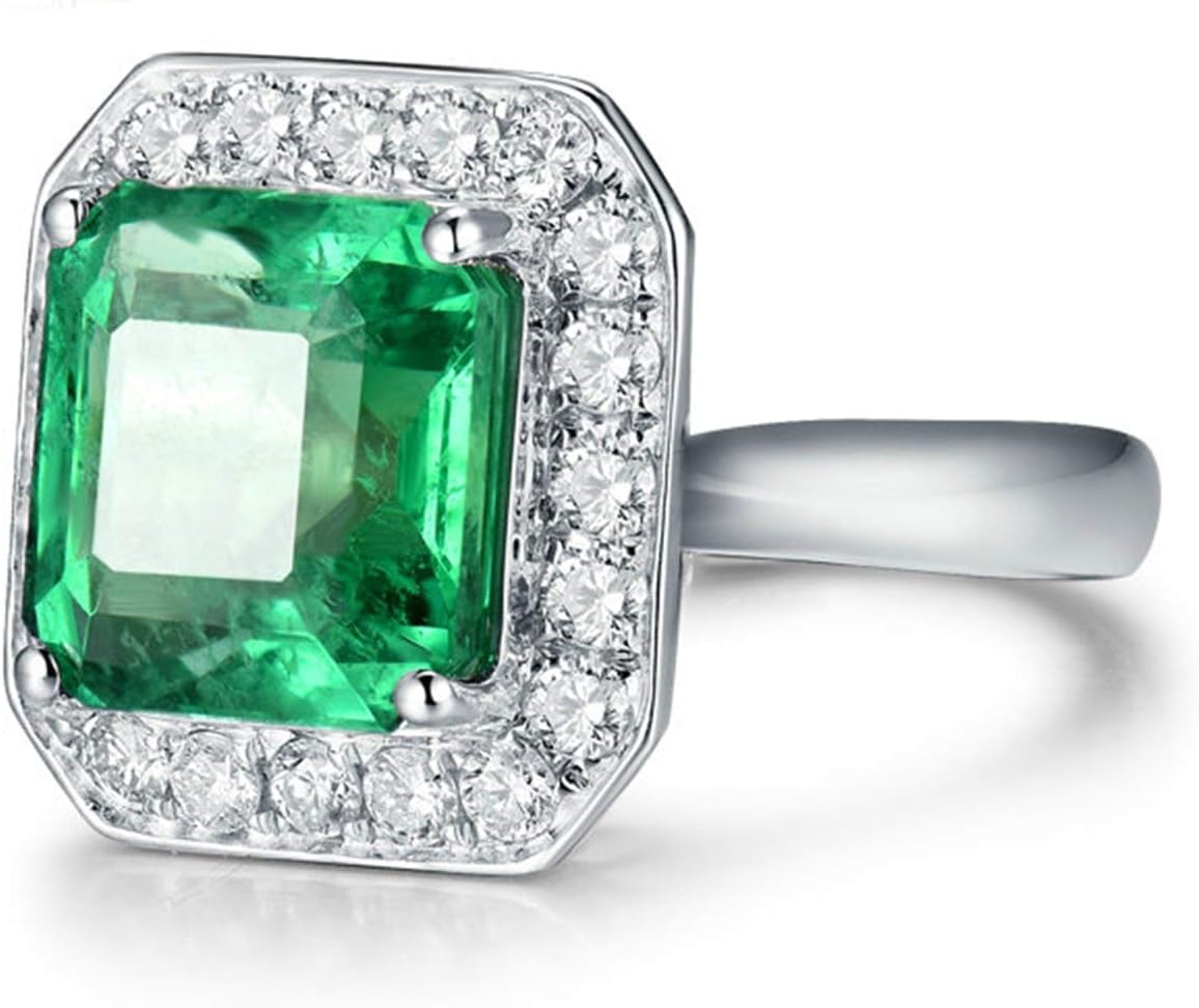 Wedding Rings for Womens, White Gold Ring Womens 2 ct Emerald Diamond Wedding Bands Rings (White Gold)