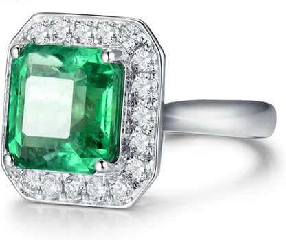 Wedding Rings for Womens, White Gold Ring Womens 2 ct Emerald Diamond Wedding Bands Rings (White Gold)