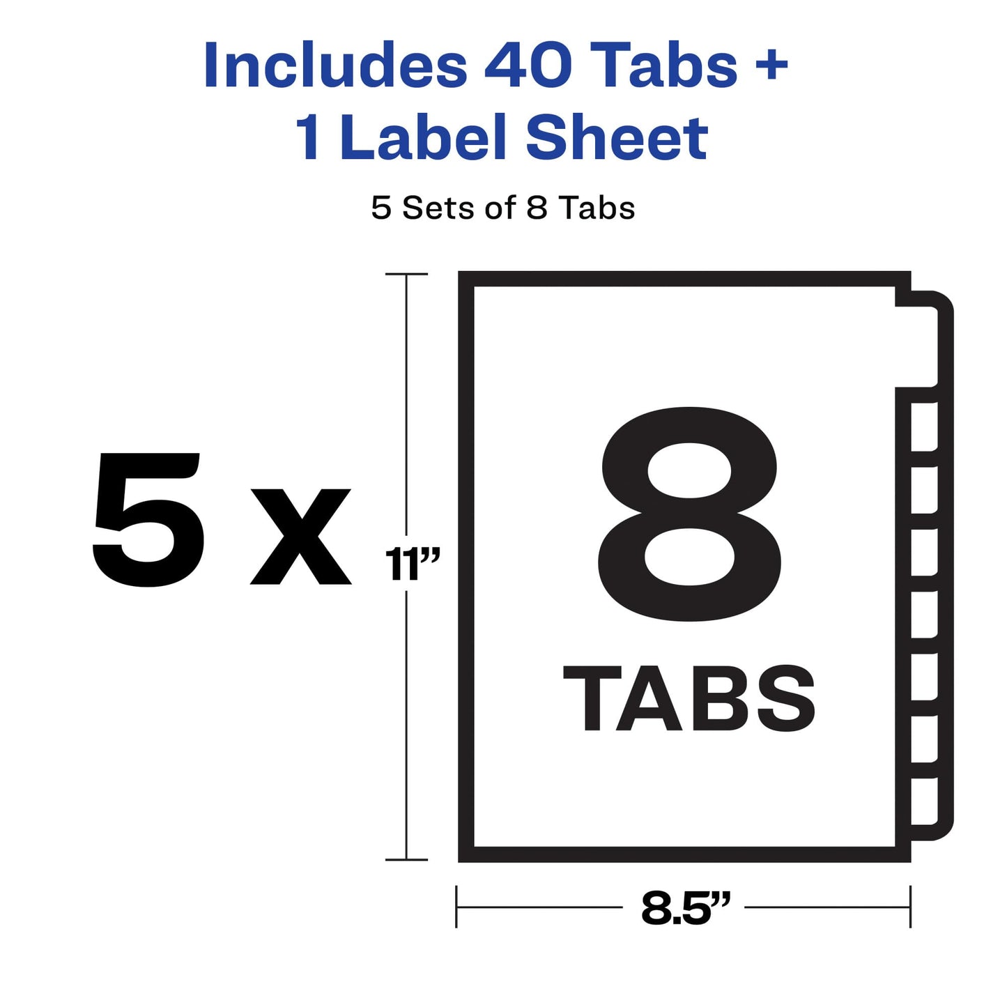 Avery 8 Tab Unpunched Dividers for Use with Any Binding System, Easy Print & Apply Clear Label Strip, Index Maker Customizable White Tabs, 150 Sets Total (6 Packs of 11444)
