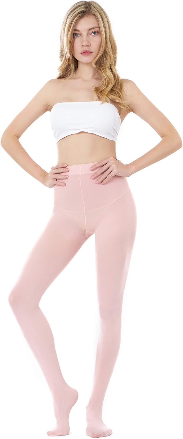 CozyWow Damen Laufmaschenresistente Strumpfhose 80 Denier Hoher Bund Semi-Blickdicht Weich und Elastisch