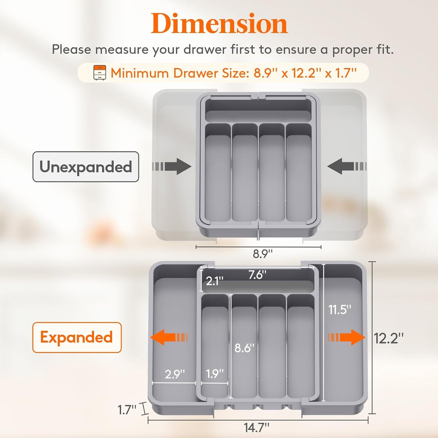 Lifewit Besteck Organizer, erweiterbarer Utensilien Organizer für die Küche, Utensilienhalter, verstellbarer Besteckkasten Schubladen Organizer für Löffel, Messer, Küchen Organizer und Aufbewahrung, Schwarz