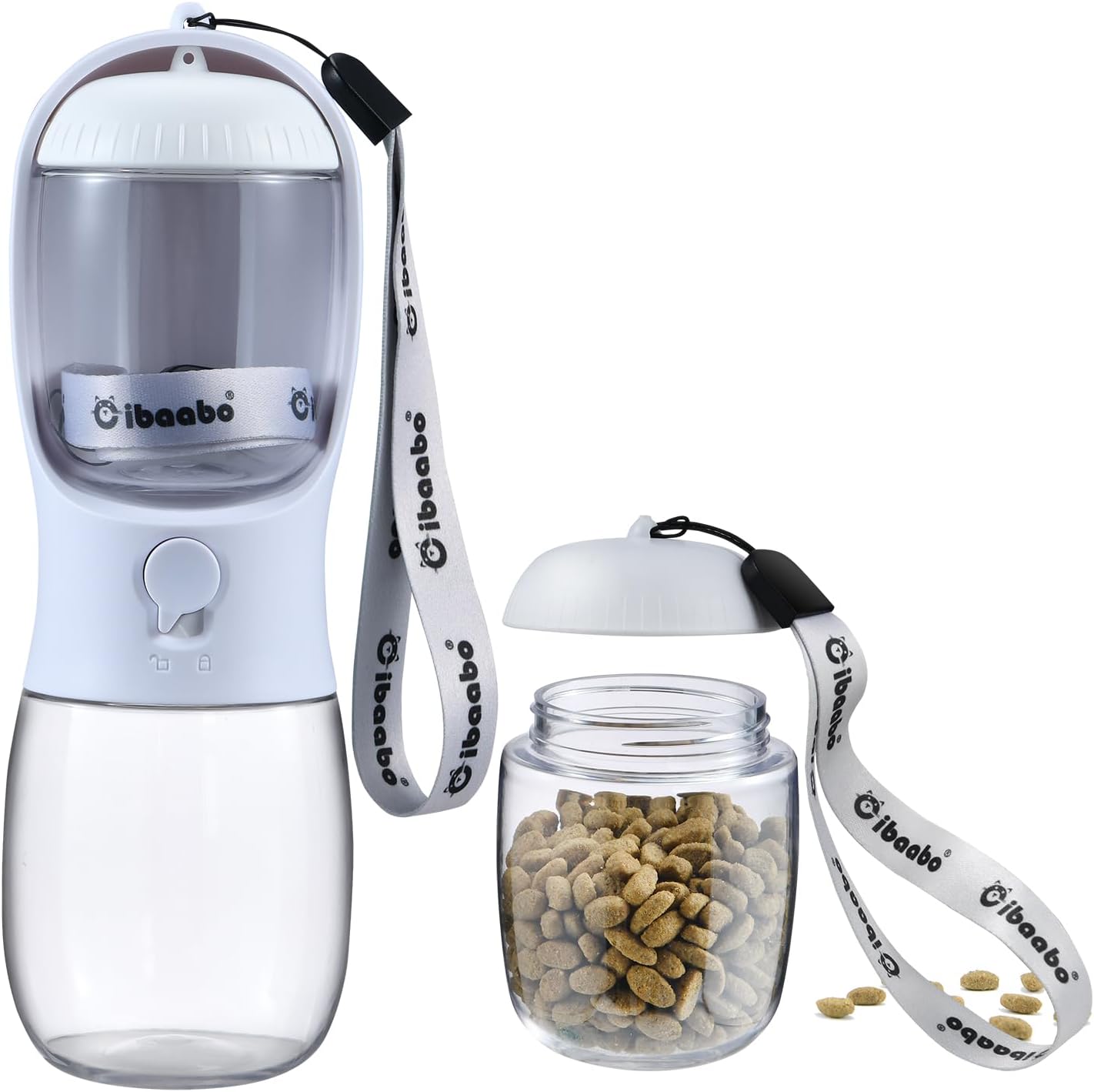 Cibaabo Dog Water Bottle with Food Container, Travel Puppy Water Bowl, Portable Pet Dispenser, Dog Gift Stuff Accessories Items, Puppy Essentials Necessities for Yorkie Cat Walking and Hiking