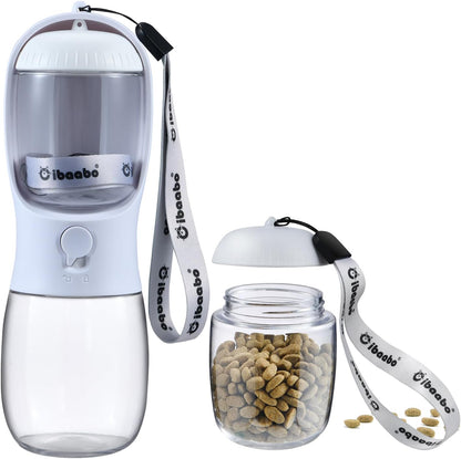 Cibaabo Dog Water Bottle with Food Container, Travel Puppy Water Bowl, Portable Pet Dispenser, Dog Gift Stuff Accessories Items, Puppy Essentials Necessities for Yorkie Cat Walking and Hiking