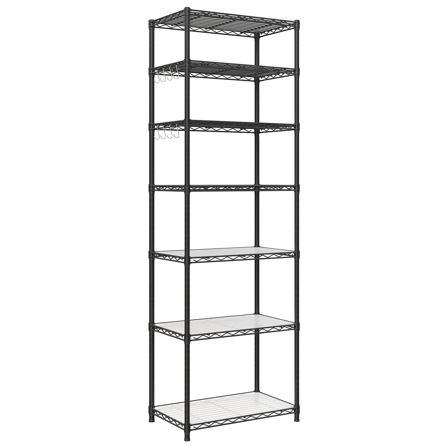 SONGMICS Storage Shelf, Small Metal Wire Shelving Unit, Adjustable Shelves, for Small Spaces, Garage, Bedroom, Living Room, Kitchen, Pantry, 5 Tier, 11.8 x 11.8 x 47.6 Inches, Ink Black ULGR123BH01
