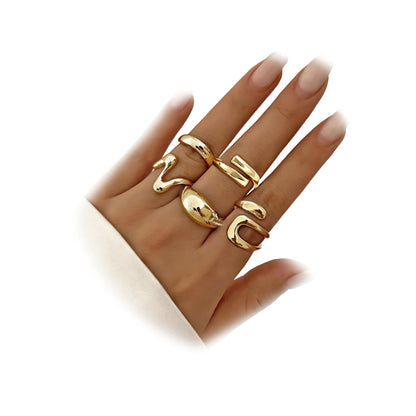YEEZII Chunky Gold Rings for Women Non Tarnish, 18K Gold Plated Stackable Thumb Ring, Statement Women Rings Set