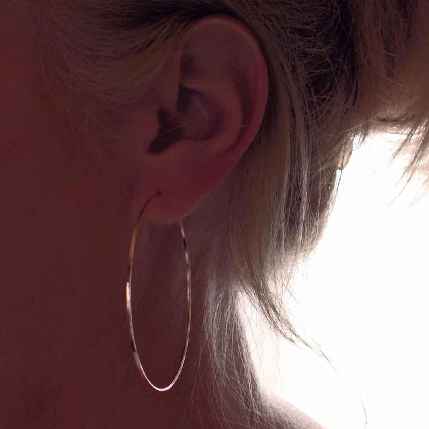 Große Gold Creolen für Frauen, Hypoallergene Dünne Gold Creolen, Sterling Silber Creolen für Damen, Extra Große, Mittelgroße, Große Creolen