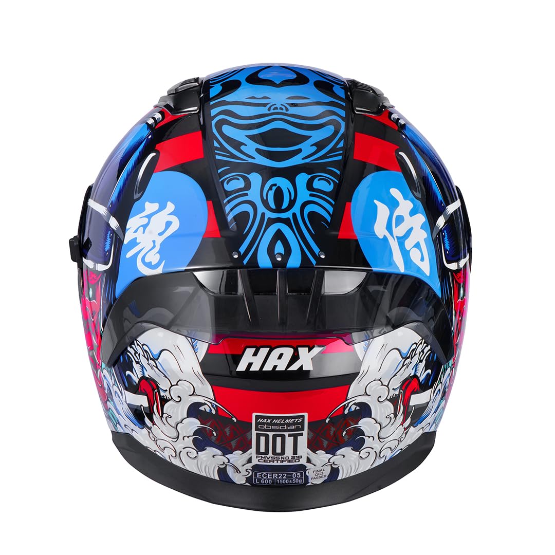 HAX Obsidian Full Face Dual Visor Adult Motorcycle Helmet for Motorbike Street Bike with Pinlock Ready DOT Approved Matte Black Gold L