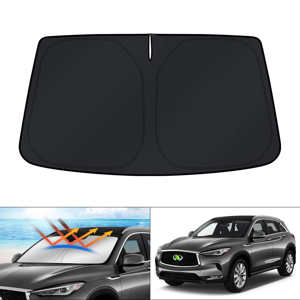 KUST Windshield Sun Shade for 2017-2026 Tesla Model Y/Model 3 Sunshade Accessories (Fit 2025-2026 Model Y Juniper / 2024 Model 3 Highland) Upgraded Foldable Sunshade, Blocks UV Rays Keep Car Cool