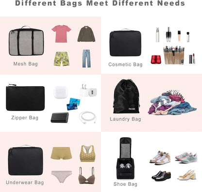 BAGAIL 8er Set Packwürfel Gepäckorganizer für Reisezubehör