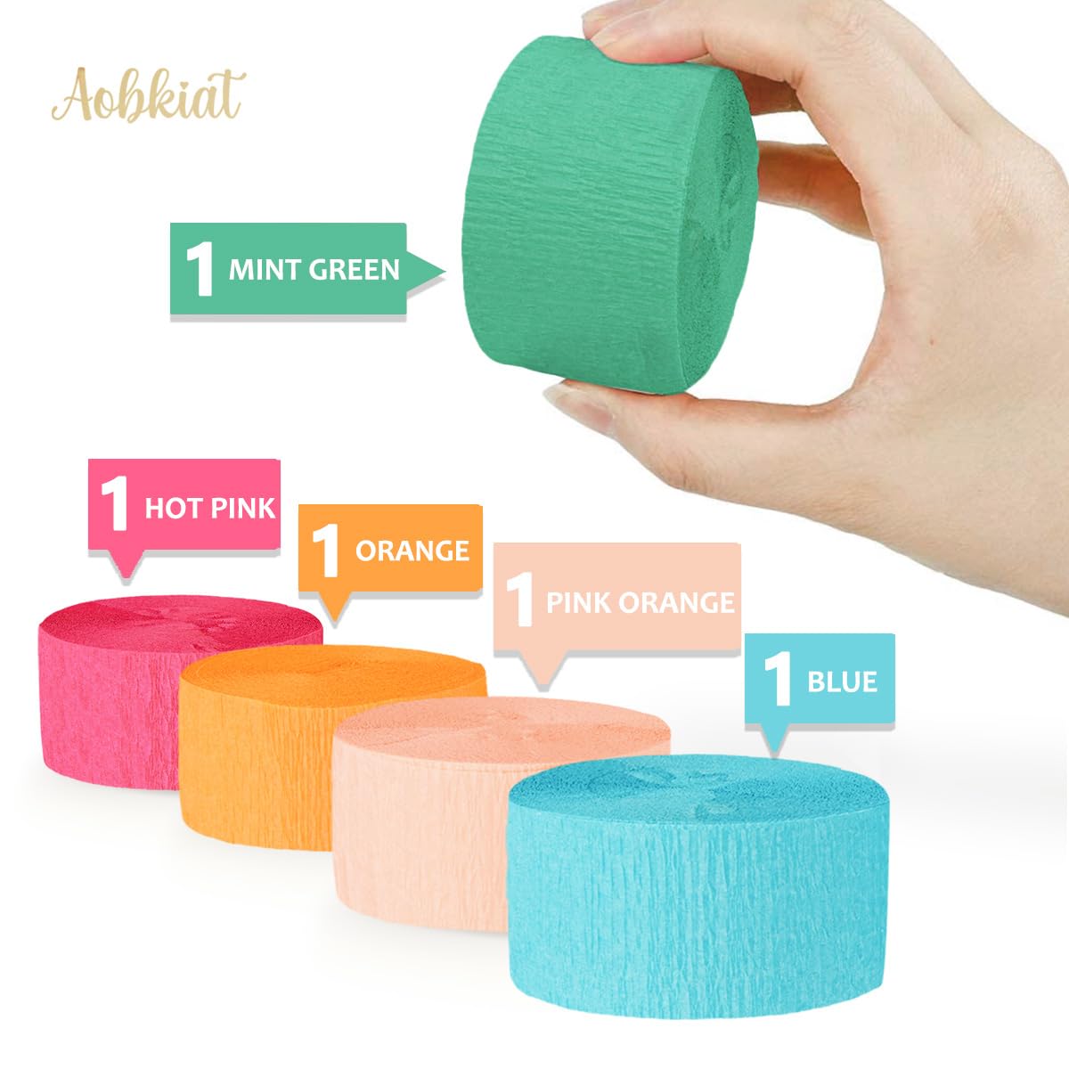 AOBKIAT Decoraciones para Fiesta de Bodas, 5 Rollos de Serpentinas de Papel Crepé Color Verde Oliva Caqui para Bodas Boho Verdes, Cumpleaños, Despedidas de Soltera/Bebé