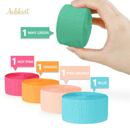 AOBKIAT Decoraciones para Fiesta de Bodas, 5 Rollos de Serpentinas de Papel Crepé Color Verde Oliva Caqui para Bodas Boho Verdes, Cumpleaños, Despedidas de Soltera/Bebé