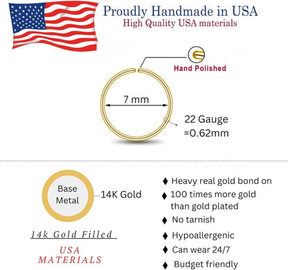 LUCKYJEWUS Small Thin Gold or Sterling Silver Nose Ring Hoop for Women, Tiny Nose Piercing jewelry