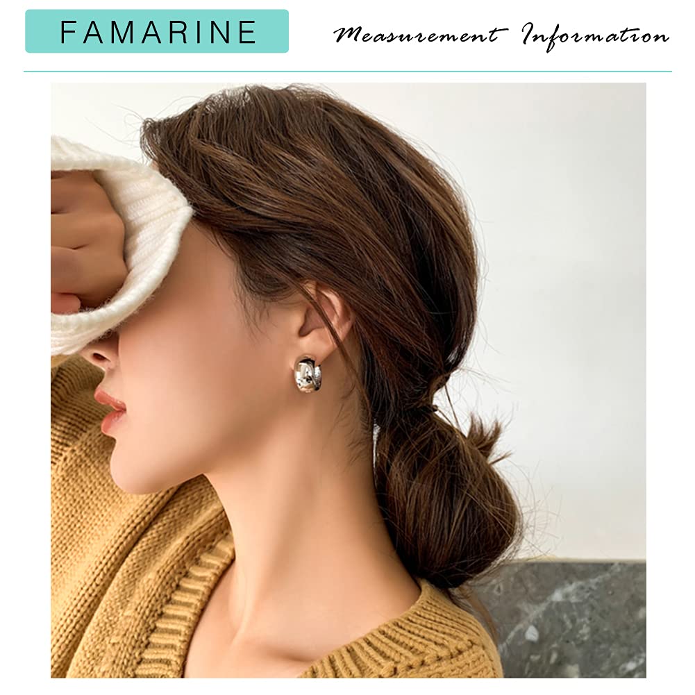 FAMARINE Gold Chunky Creolen für Damen, 0,8 Zoll Gold Creolen Huggie Ohrringe für Herren