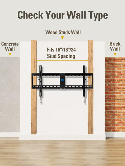 Mounting Dream TV-Wandhalterung für die meisten 37-75-Zoll-Fernseher, universelle neigbare TV-Halterung passend für 16", 18", 24" Ständer mit Tragkraft 132lbs, Max Vesa 600 x 400mm, flache TV-Wandhalterung mit niedrigem Profil