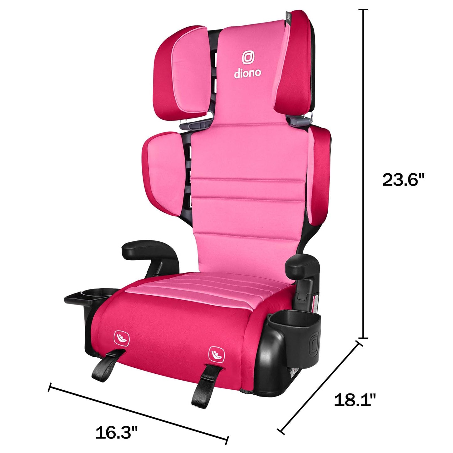 Diono Connect3 RXT 2-in-1 High Back Booster, Slim Fit 3-Across in Many Mid-Sized Sedans and SUVs, for Children from 40-120 lbs., Lightweight with Latch, Black Storm