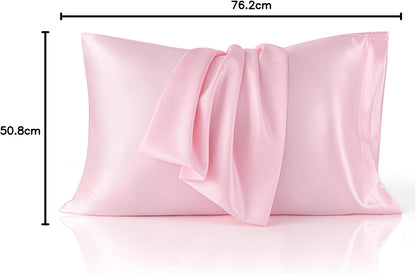 Bedsure Satin-Kissenbezug, Queen-Size, 2er-Pack, Seidenkissenbezügen ähnlich, seidige Kissenhüllen mit Hotelverschluss, Raumdeko, Valentinsgeschenke für Frauen und Männer, Grau, 50x75 cm