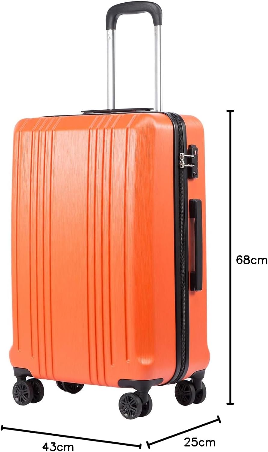 Coolife Koffer PC+ABS mit TSA-Schloss Rollkoffer Hartschale Leichtgewicht 20 Zoll 24 Zoll 28 Zoll (Orange, S (20 Zoll_Handgepäck))