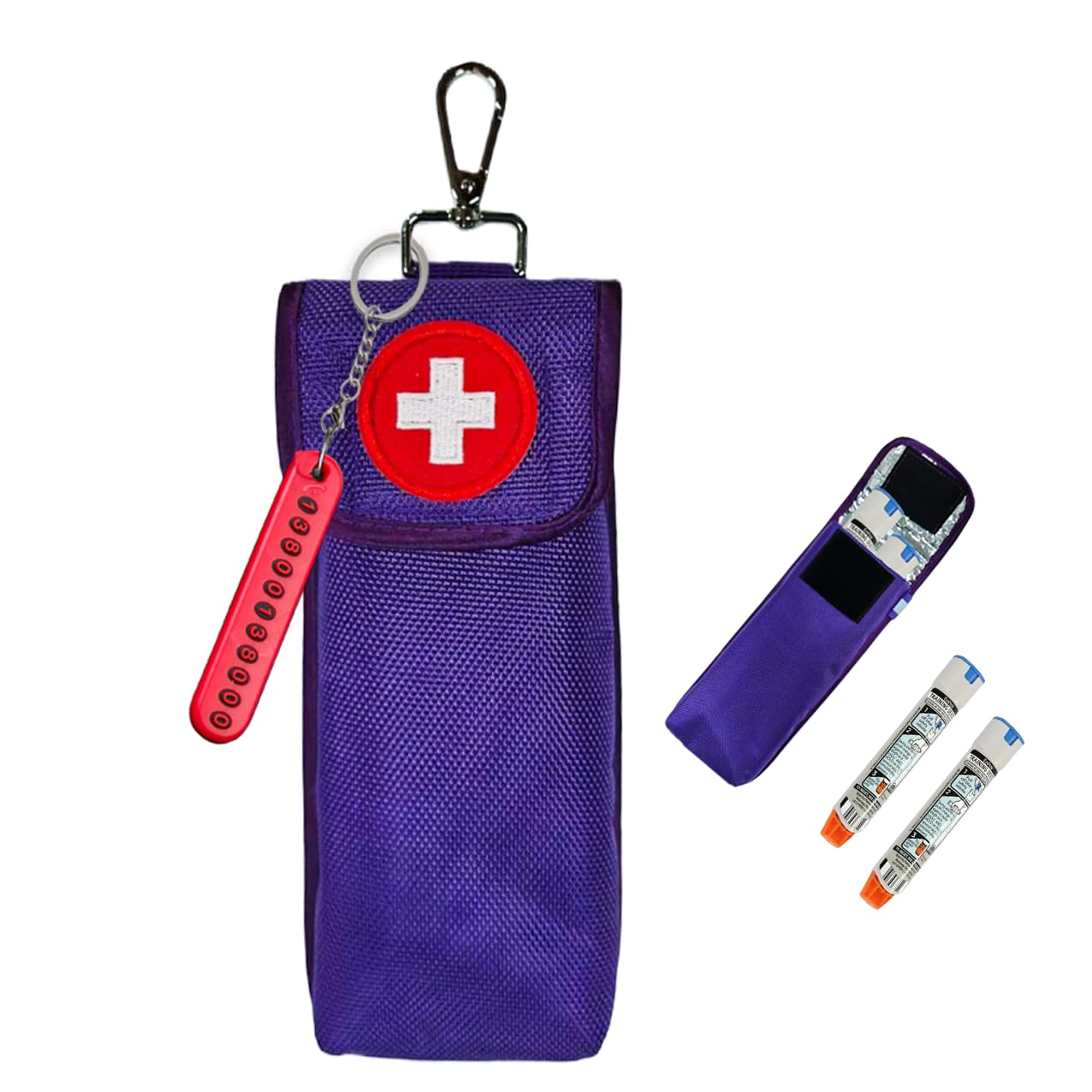 Insulated EpiPen Carry Case Holds 2 EpiPen Injection Pens Insulated EpiPen Storage Case EpiPen Travel Medication Pouch (Pink)