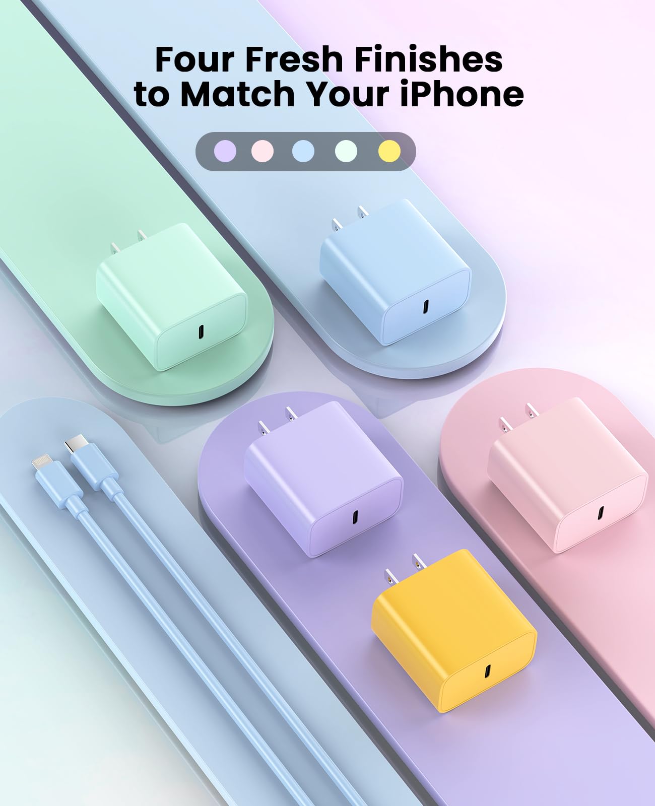 iPhone Ladegerät Schnelllade-2er-Pack Typ C Wandladegerät mit 2er-Pack [1,8 m & 3 m] langem USB C auf Lightning Kabel für iPhone 14/13/12/12 Pro Max/11/Xs Max/XR/X, AirPods Pro