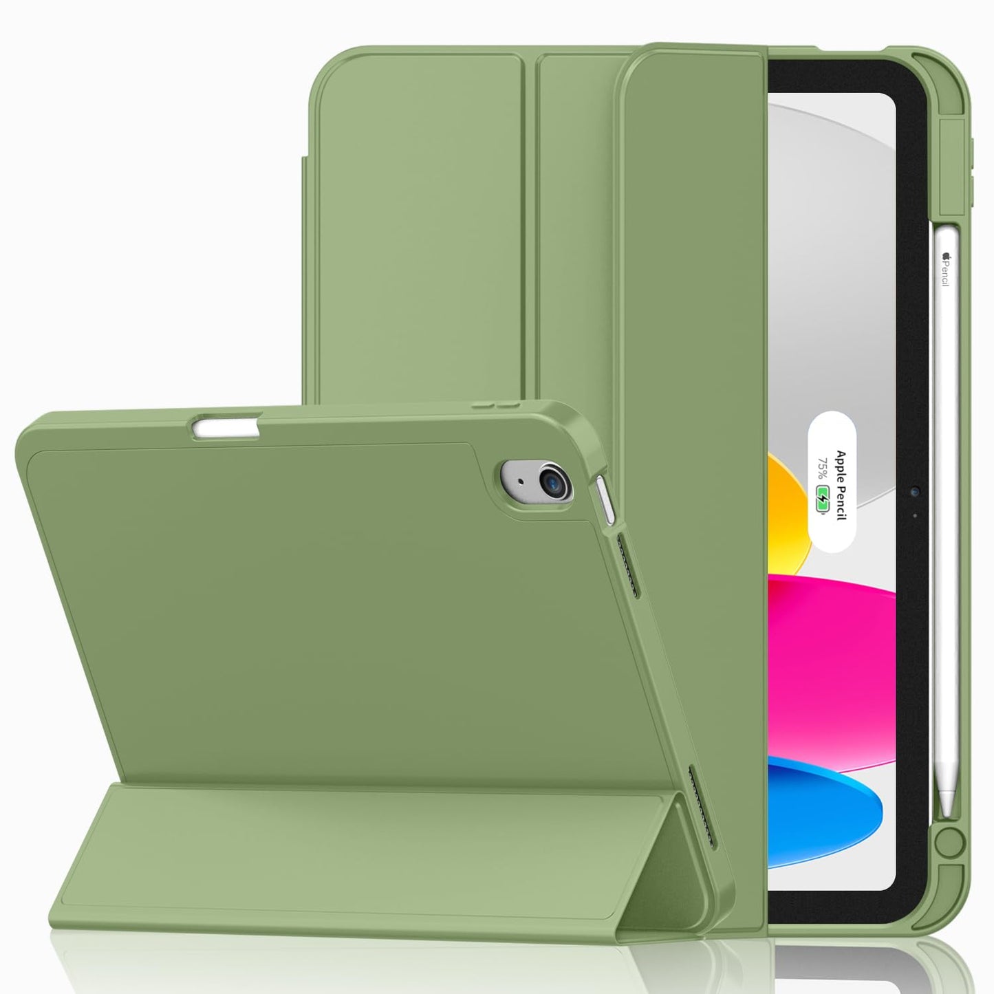 iMieet Case for iPad (A16)/iPad 10th Generation [11-Inch 2025/10.9 Inch 2022], Trifold Stand Smart Cover with Pencil Holder and Soft TPU Back, Supports Touch ID(Black)