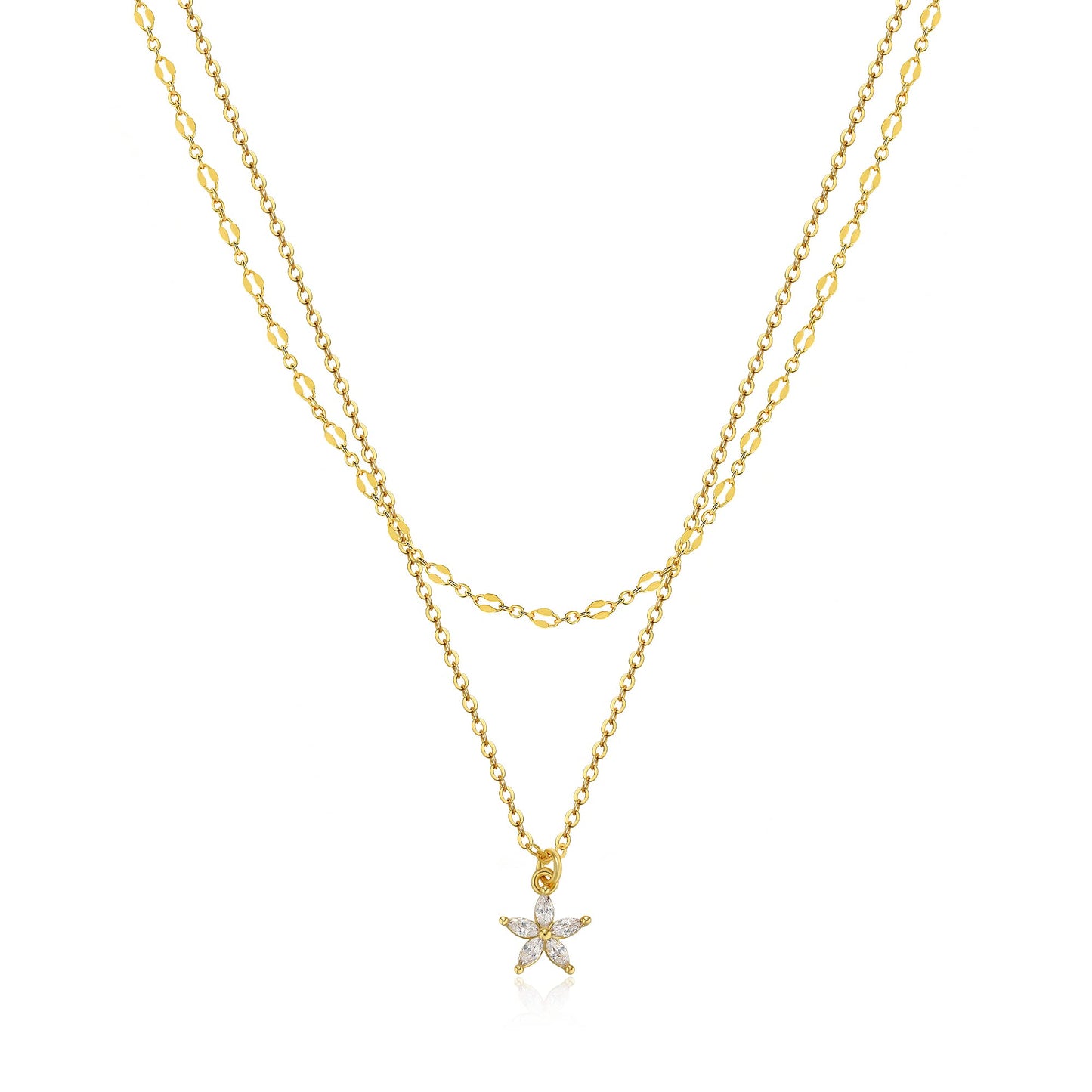 Tewiky Dainty 14k Gold Plated/Silver Cubic Zirconia Necklaces for Women, Simple CZ Jewelry Necklaces Trendy Gifts