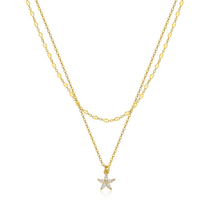 Tewiky Dainty 14k Gold Plated/Silver Cubic Zirconia Necklaces for Women, Simple CZ Jewelry Necklaces Trendy Gifts